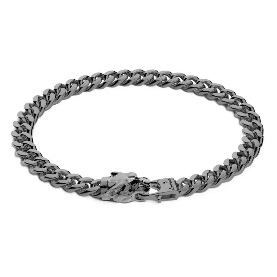 Zancan Silver Curb Chain Bracelet With Panther Head Closure.^Zancan Gioielli Flash Sale