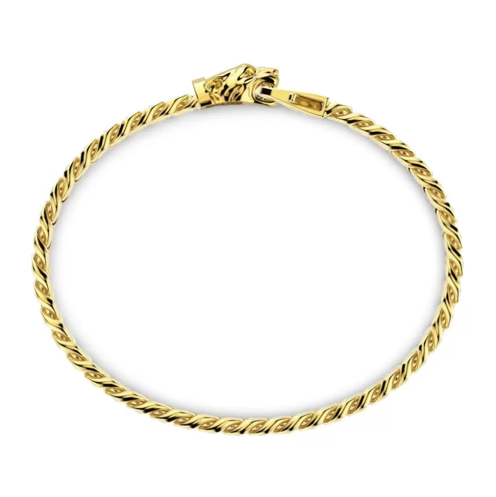 Zancan Silver Curb Chain Bracelet With Panther Head Closure.^Zancan Gioielli Hot