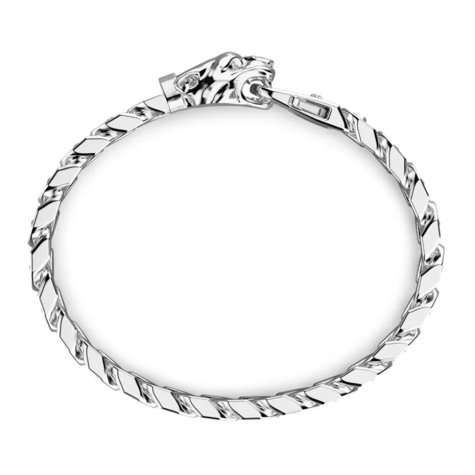 Zancan Silver Curb Chain Bracelet With Panther Head Closure.^Zancan Gioielli Cheap