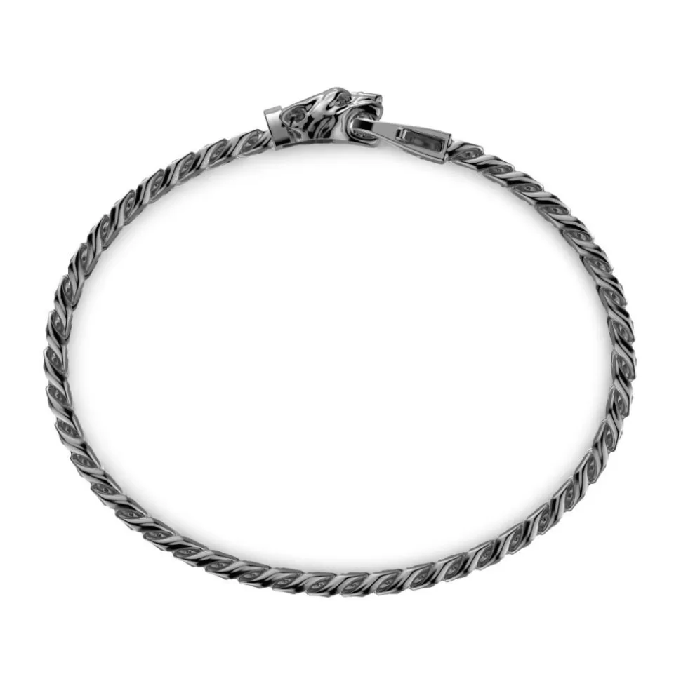 Zancan Silver Curb Chain Bracelet With Panther Head Closure.^Zancan Gioielli Flash Sale