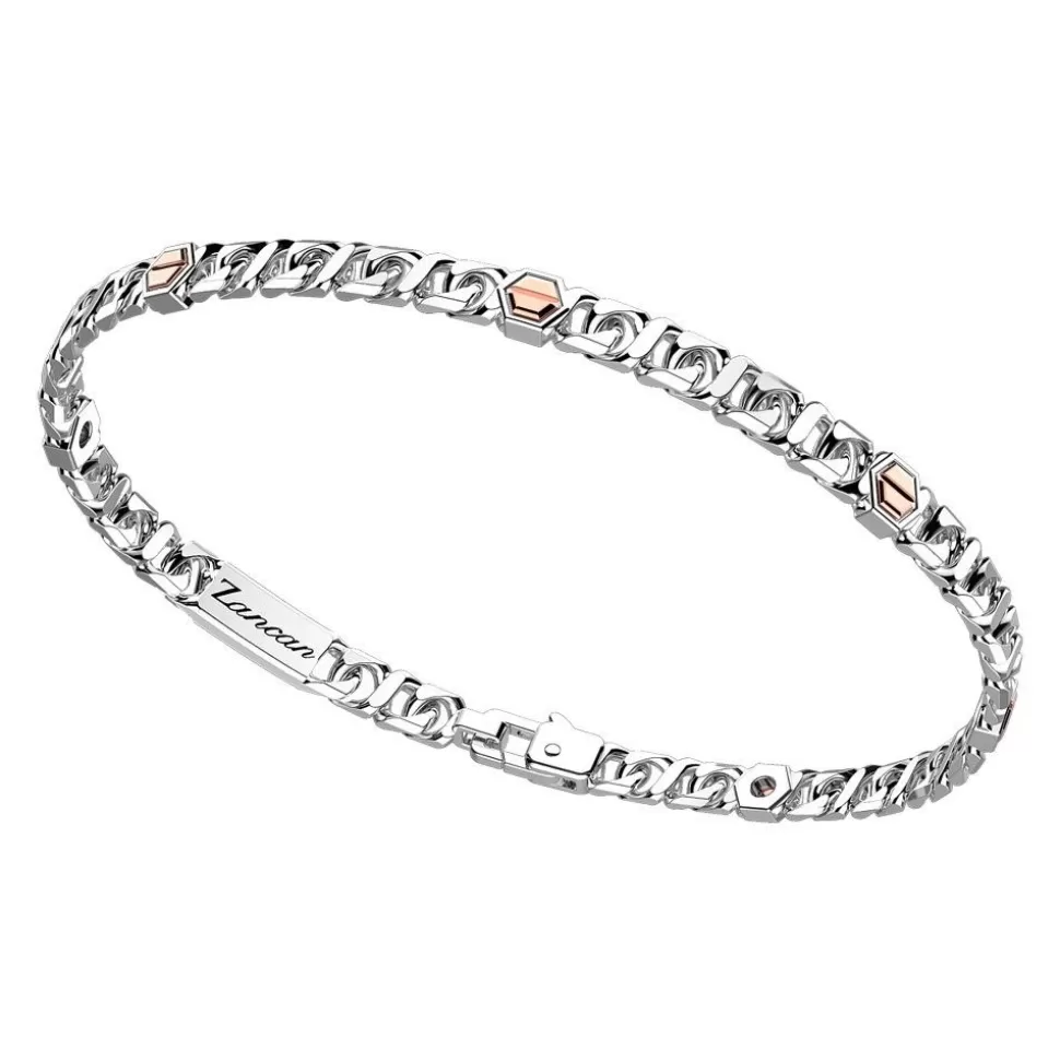 Zancan Silver Curb Chain Bracelet With Rose Gold Screws.^Zancan Gioielli Hot