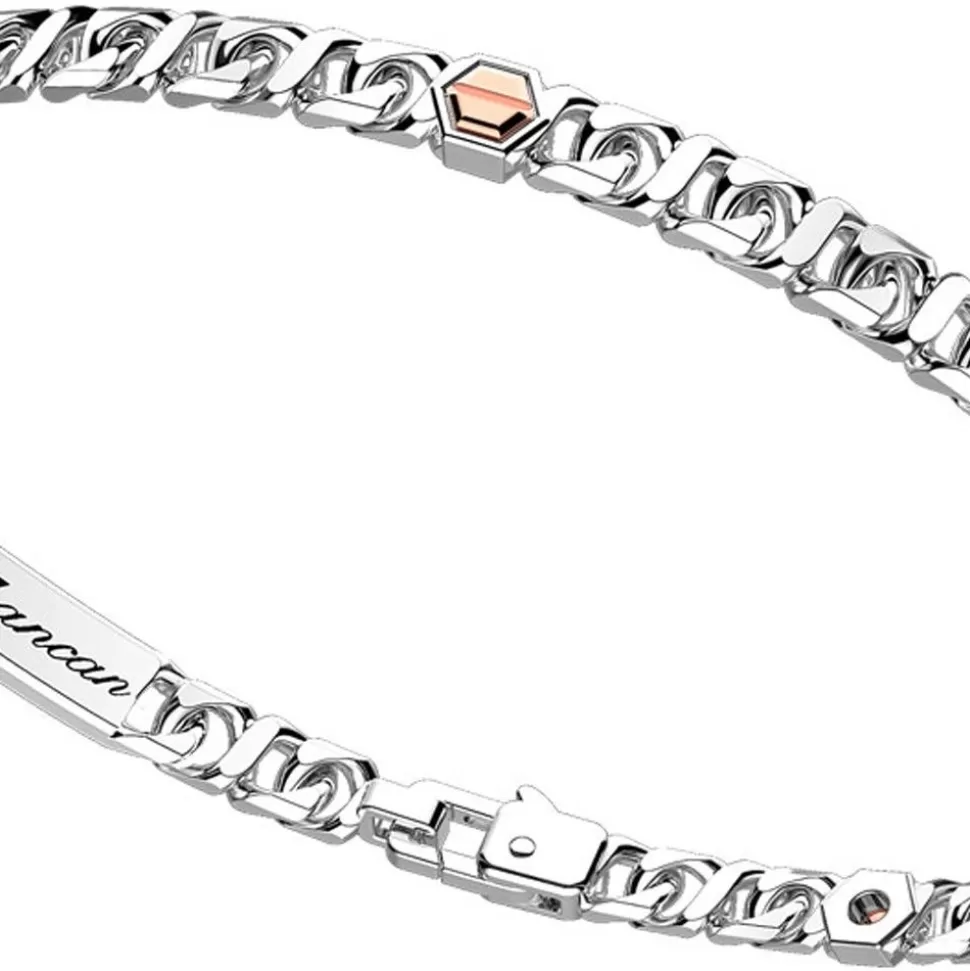 Zancan Silver Curb Chain Bracelet With Rose Gold Screws.^Zancan Gioielli Hot