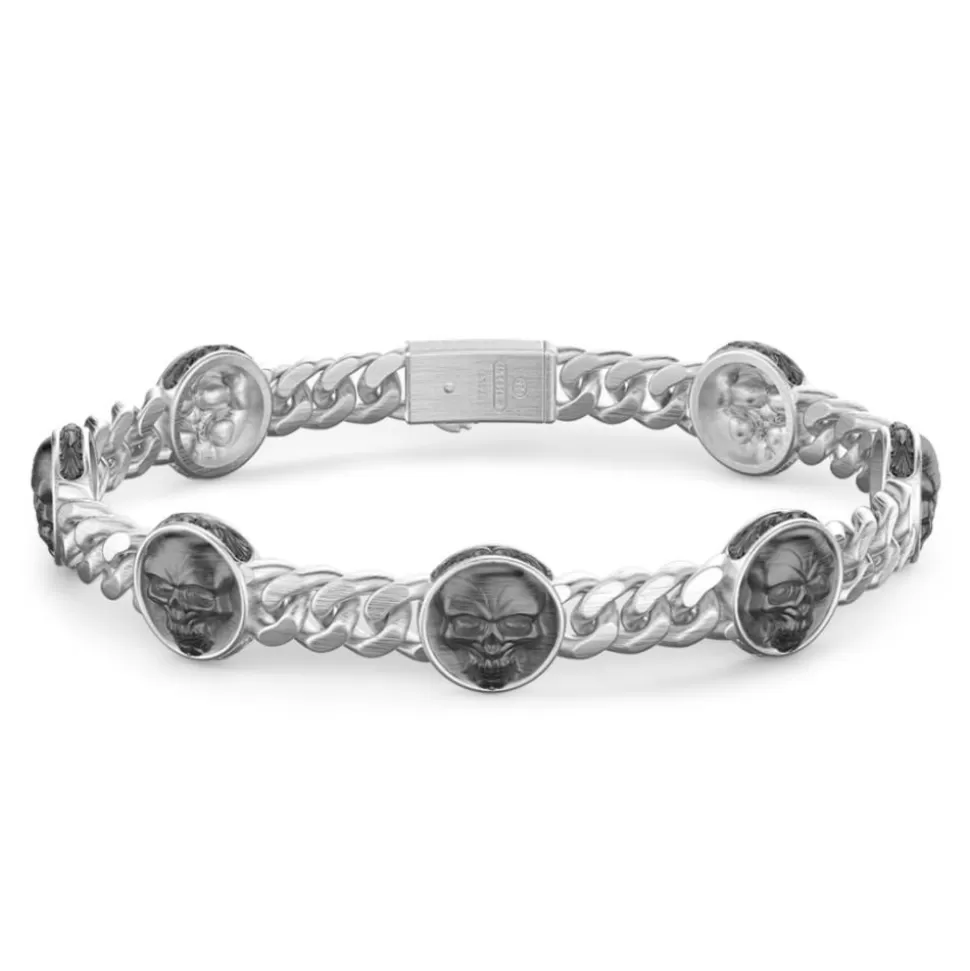 Zancan Silver Curb Chain Bracelet With Skulls.^Zancan Gioielli Discount