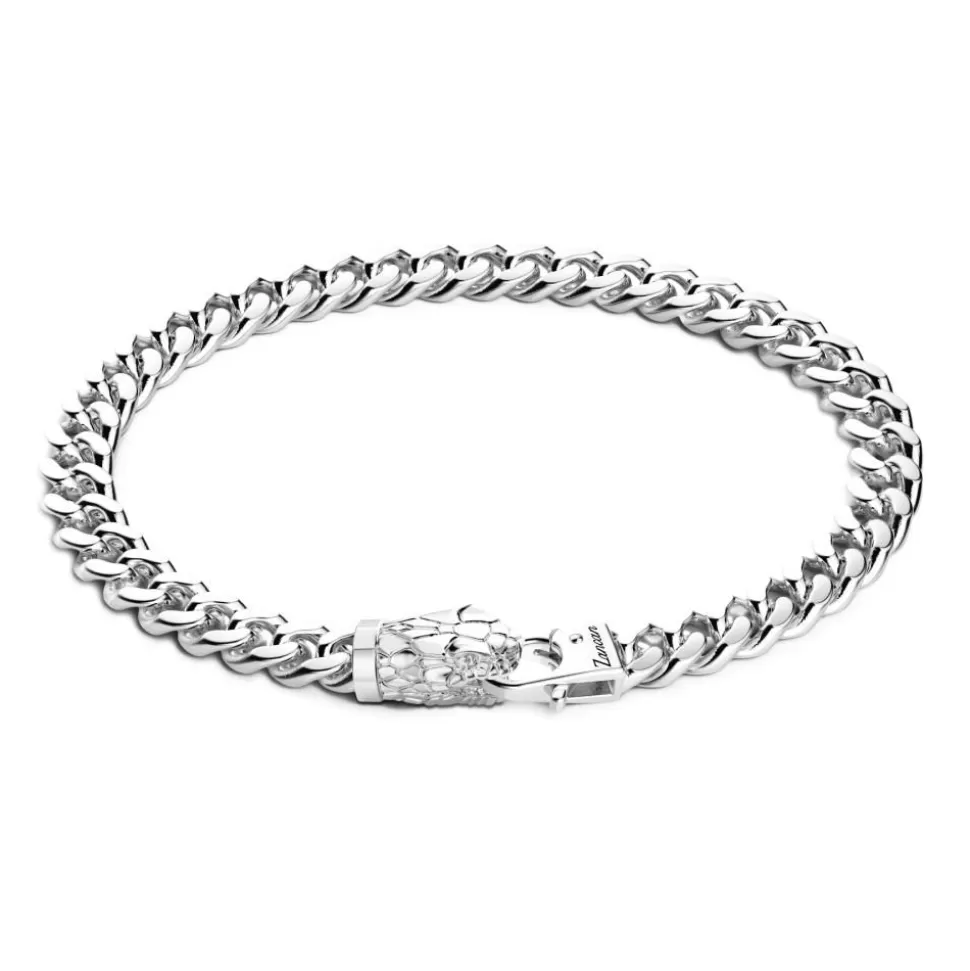 Zancan Silver Curb Chain Bracelet With Snake Head Closure.^Zancan Gioielli Shop