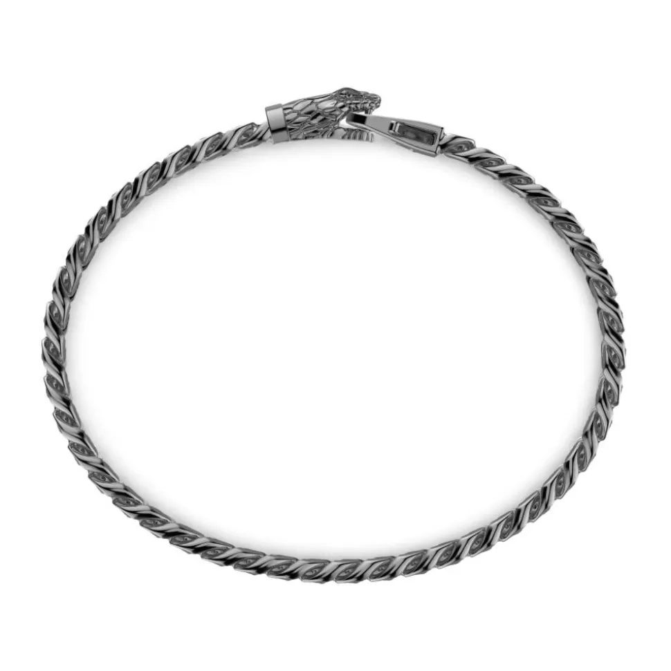 Zancan Silver Curb Chain Bracelet With Snake Head Closure.^Zancan Gioielli Best