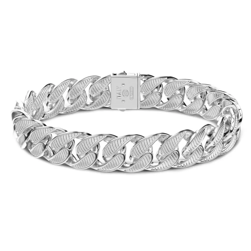 Zancan Silver Curb Chain Bracelet With Striated Finish.^Zancan Gioielli Outlet