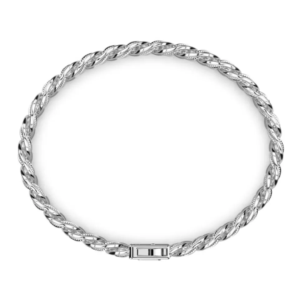 Zancan Silver Curb Chain Bracelet With Striated Finish.^Zancan Gioielli Outlet