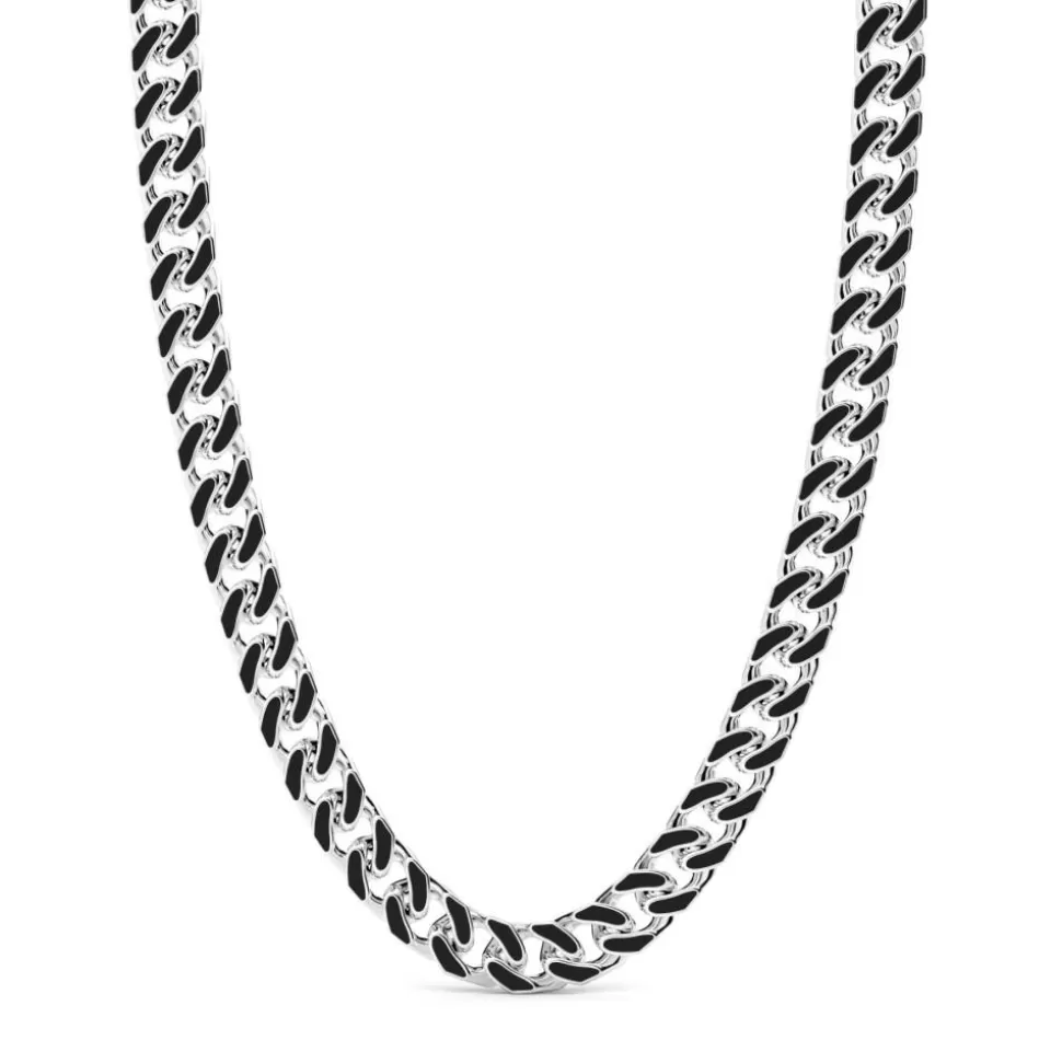 Zancan Silver Curb Chain Necklace With Black Lacquer.^Zancan Gioielli Hot