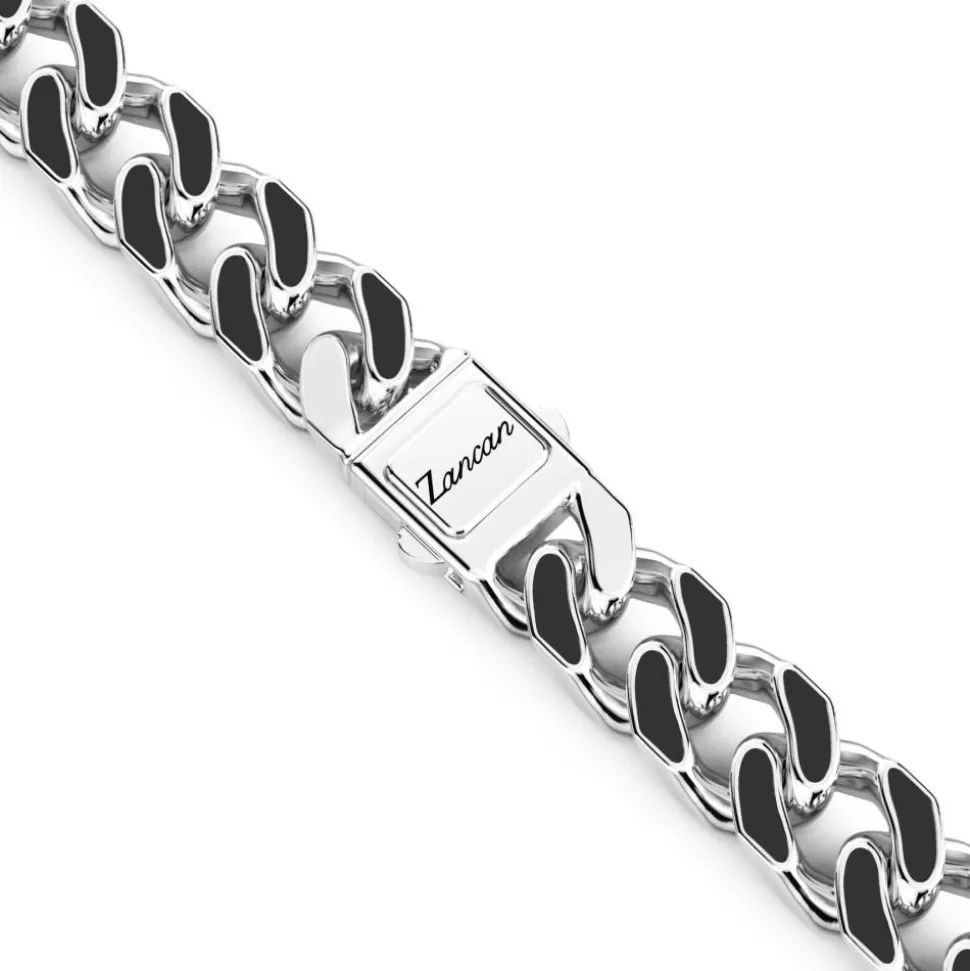 Zancan Silver Curb Chain Necklace With Black Lacquer.^Zancan Gioielli Hot