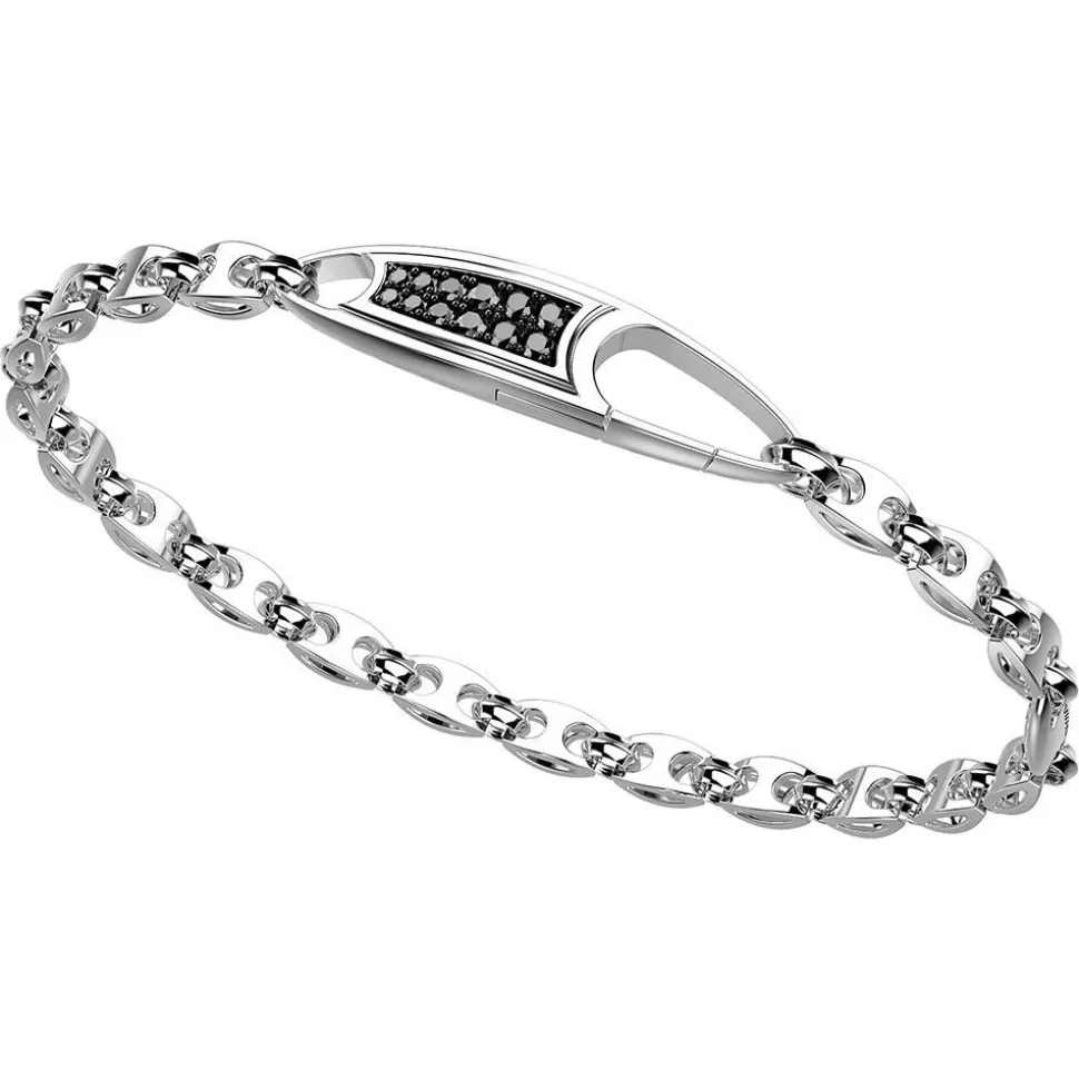 Zancan Silver Link-Only Bracelet With Black Stones.^Zancan Gioielli Cheap