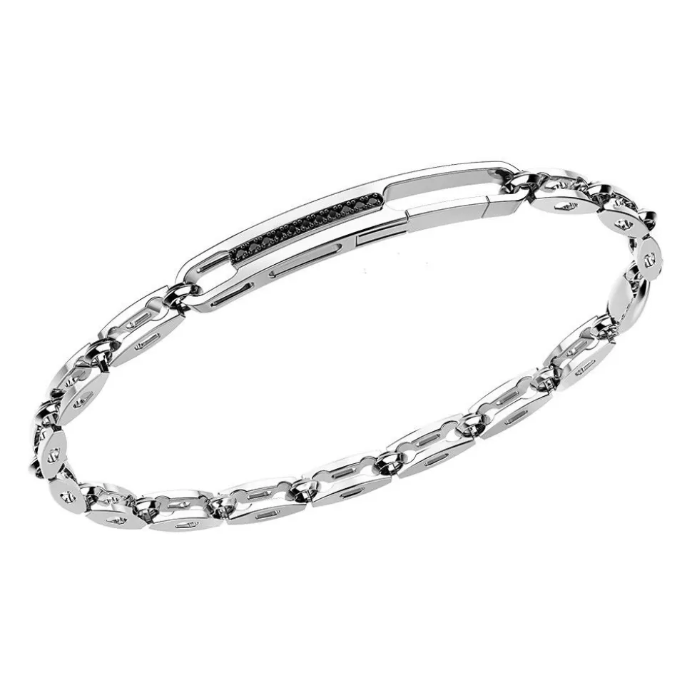 Zancan Silver Link-Only Bracelet With Black Stones.^Zancan Gioielli Shop