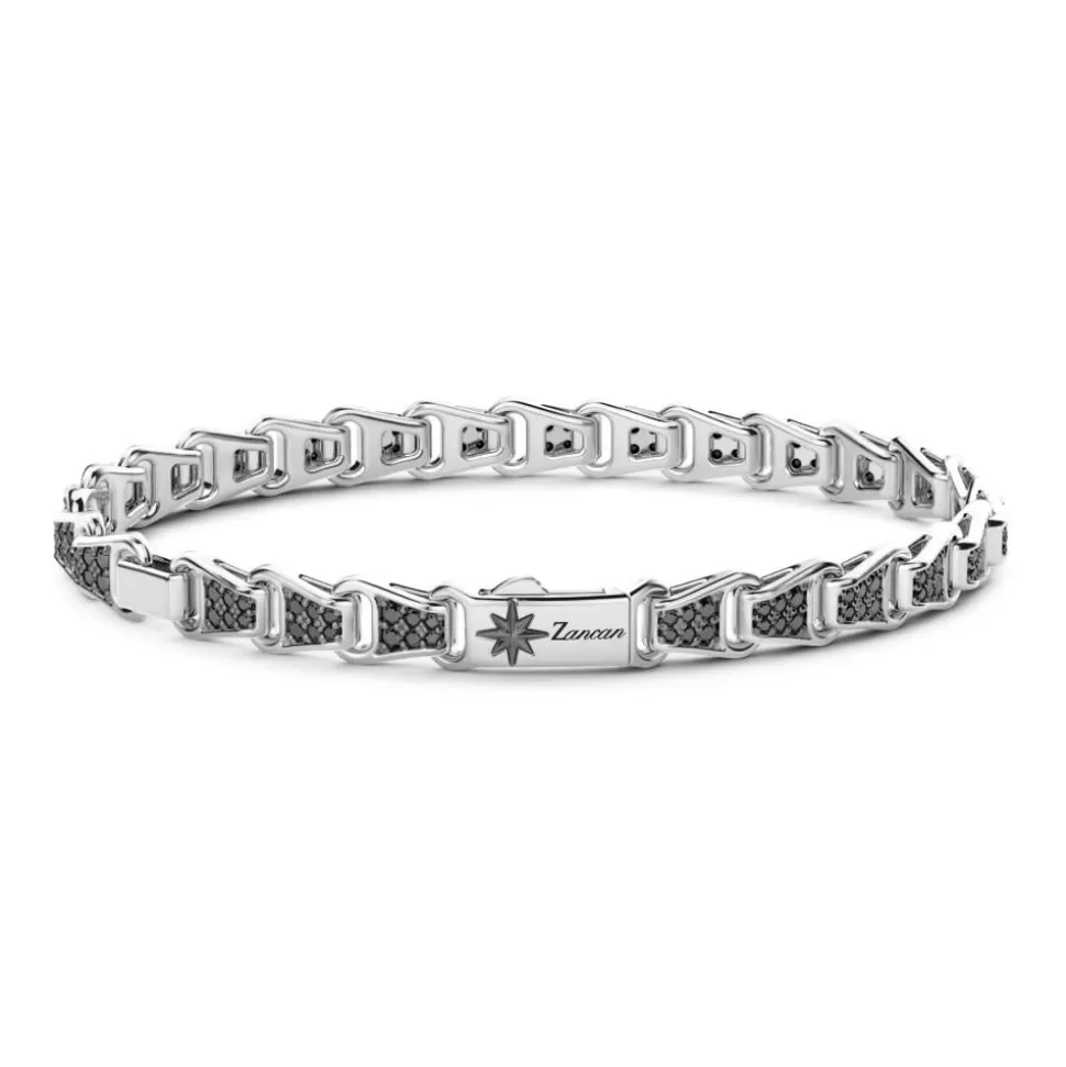 Zancan Silver Link-Only Bracelet With Black Stones.^Zancan Gioielli Best