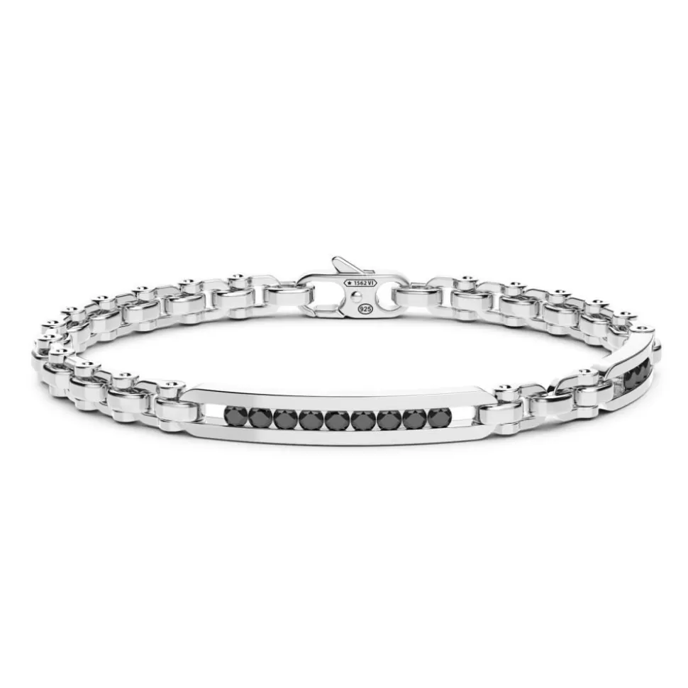 Zancan Silver Link-Only Bracelet With Black Stones.^Zancan Gioielli New