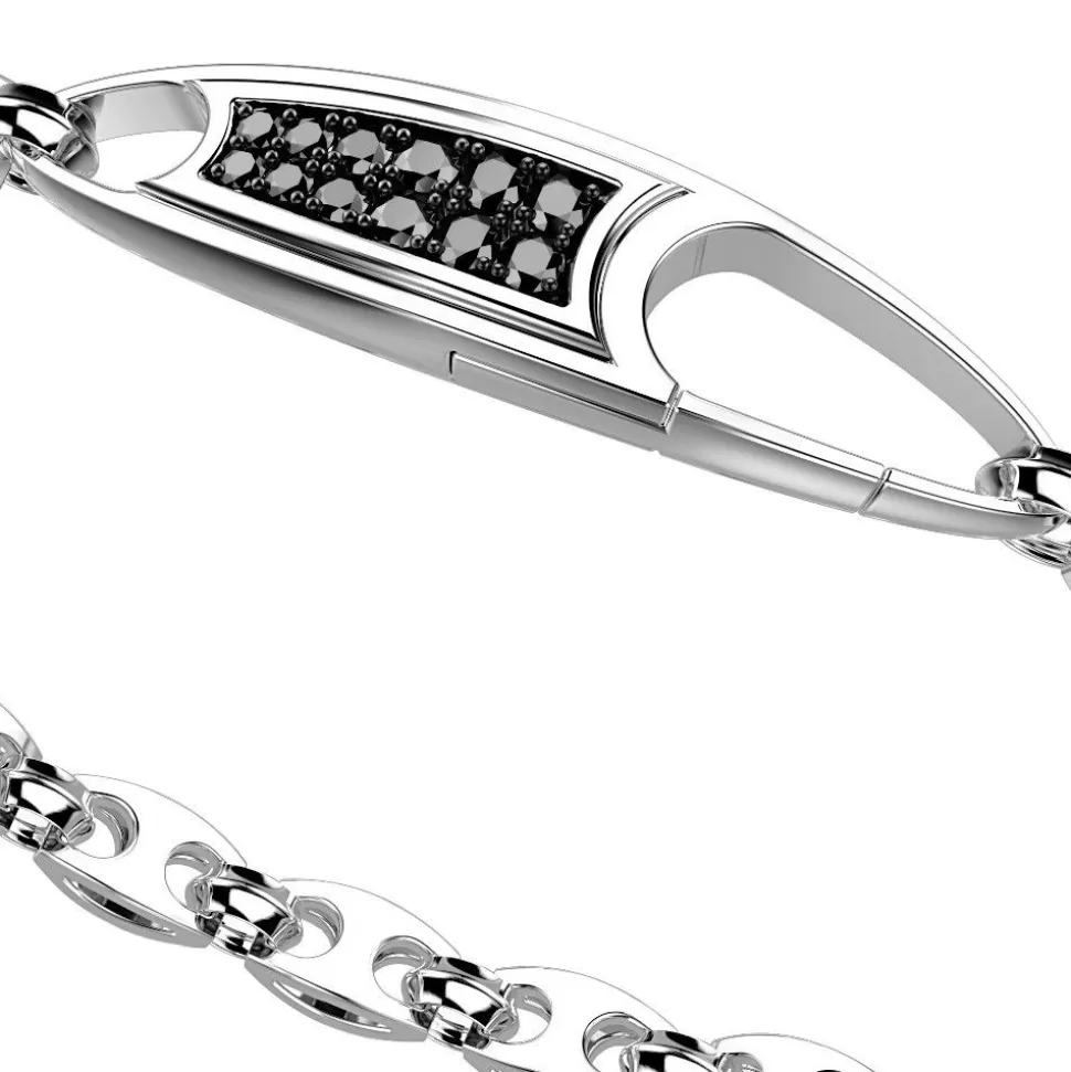 Zancan Silver Link-Only Bracelet With Black Stones.^Zancan Gioielli Cheap