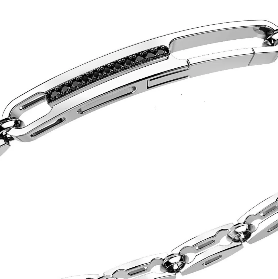 Zancan Silver Link-Only Bracelet With Black Stones.^Zancan Gioielli Shop