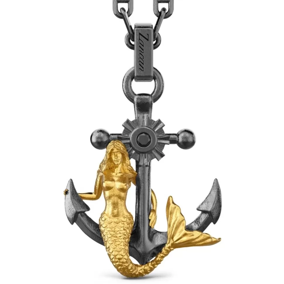 Zancan Silver Necklace With Anchor Pendant And Mermaid.^Zancan Gioielli Outlet