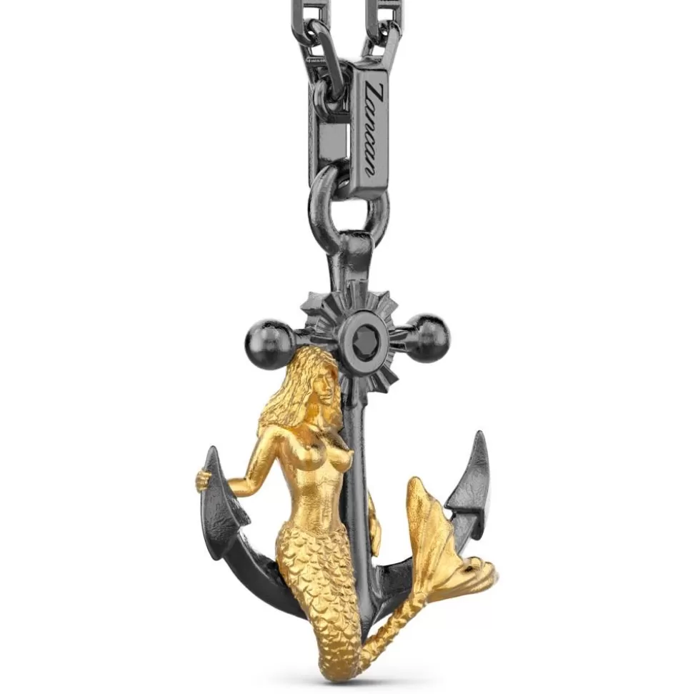 Zancan Silver Necklace With Anchor Pendant And Mermaid.^Zancan Gioielli Outlet