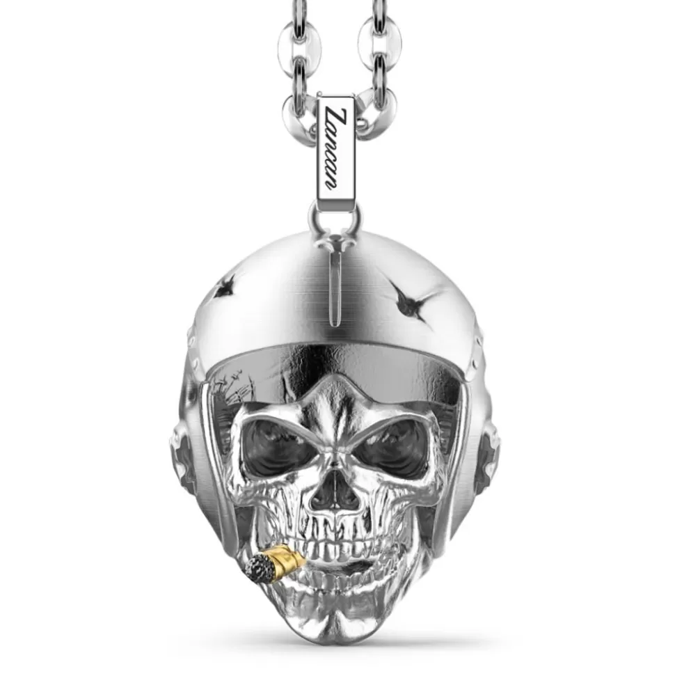 Zancan Silver Necklace With Aviator Skull.^Zancan Gioielli Fashion