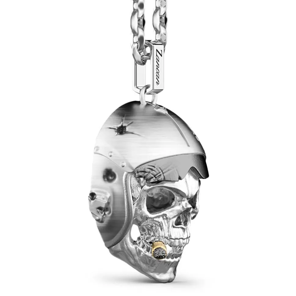 Zancan Silver Necklace With Aviator Skull.^Zancan Gioielli Fashion