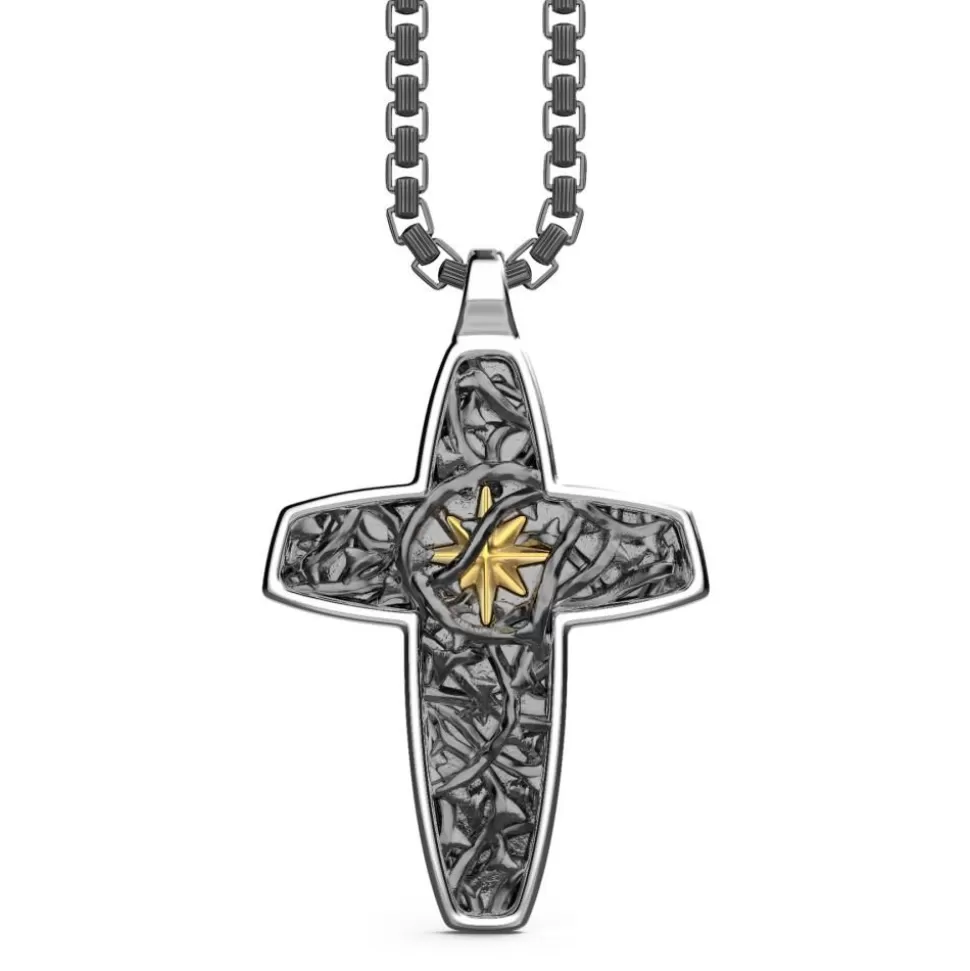 Zancan Silver Necklace With Barbed-Wire Cross Pendant.^Zancan Gioielli Sale