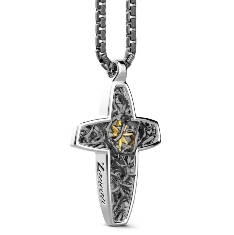 Zancan Silver Necklace With Barbed-Wire Cross Pendant.^Zancan Gioielli Sale