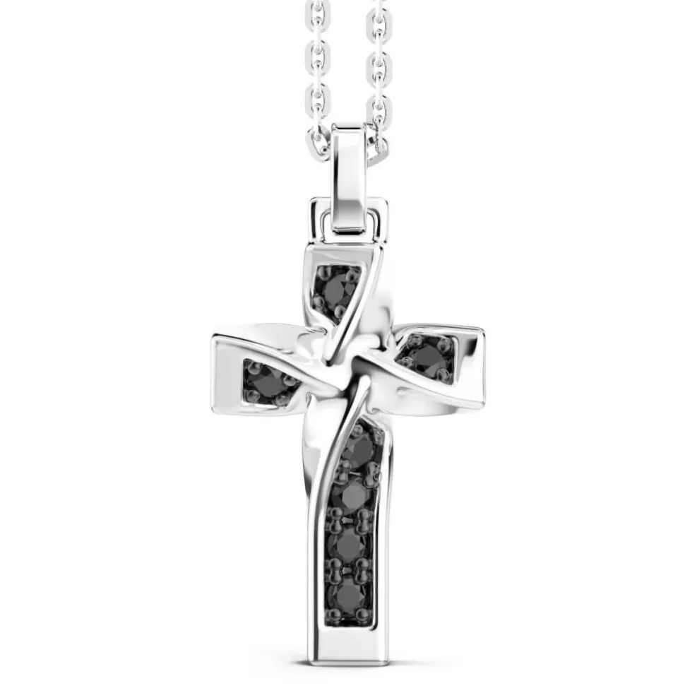 Zancan Silver Necklace With Cross Pendant And Black Spinels.^Zancan Gioielli Cheap