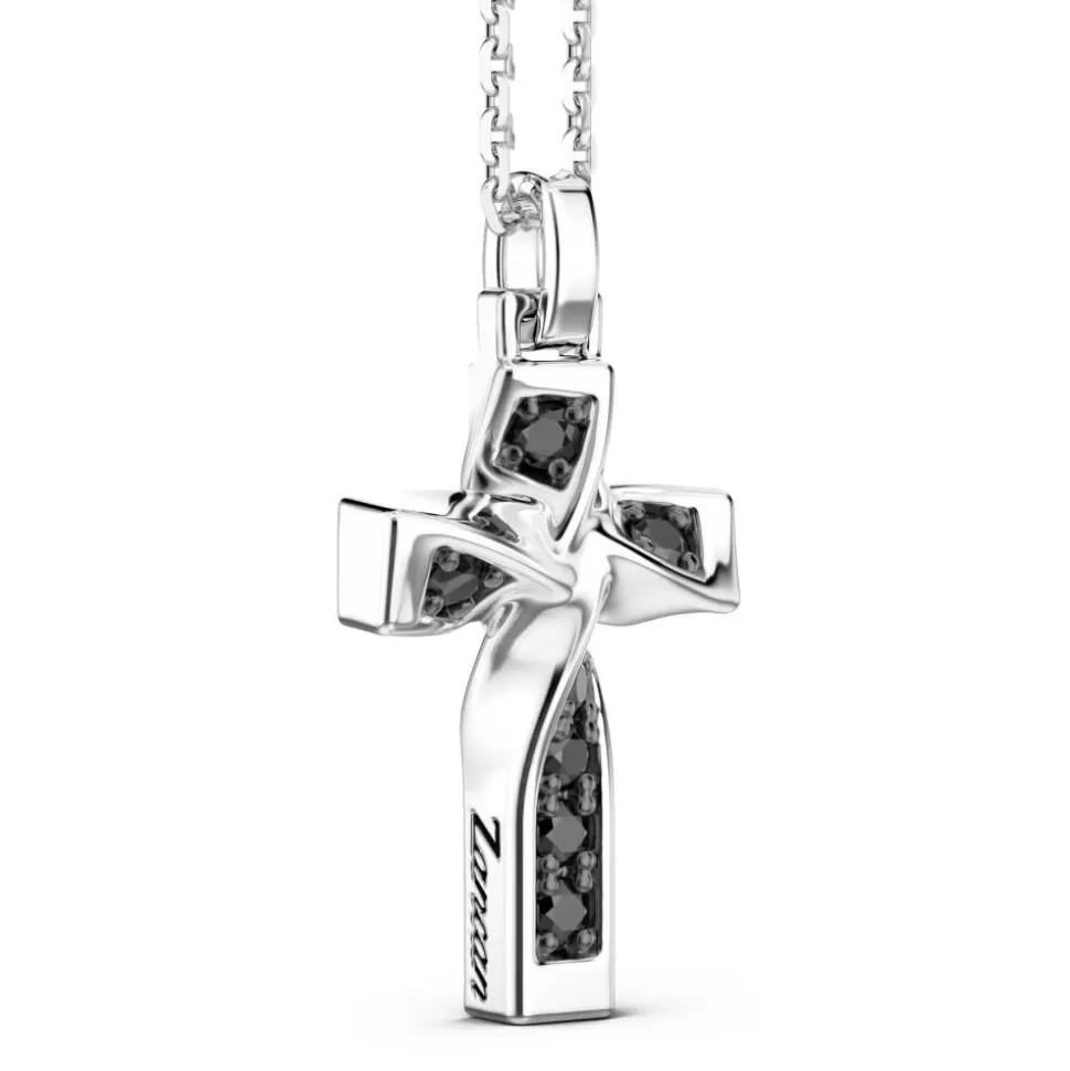 Zancan Silver Necklace With Cross Pendant And Black Spinels.^Zancan Gioielli Cheap