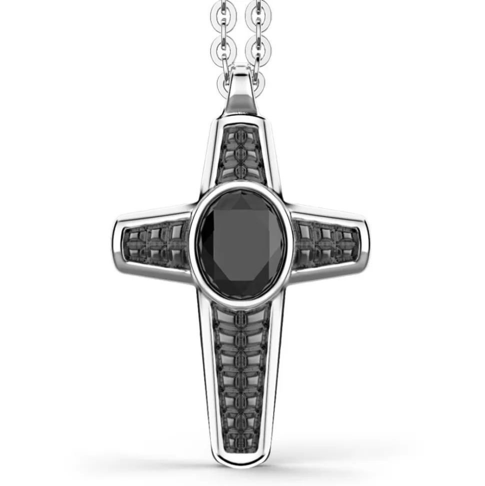 Zancan Silver Necklace With Cross Pendant And Black Stone.^Zancan Gioielli Flash Sale