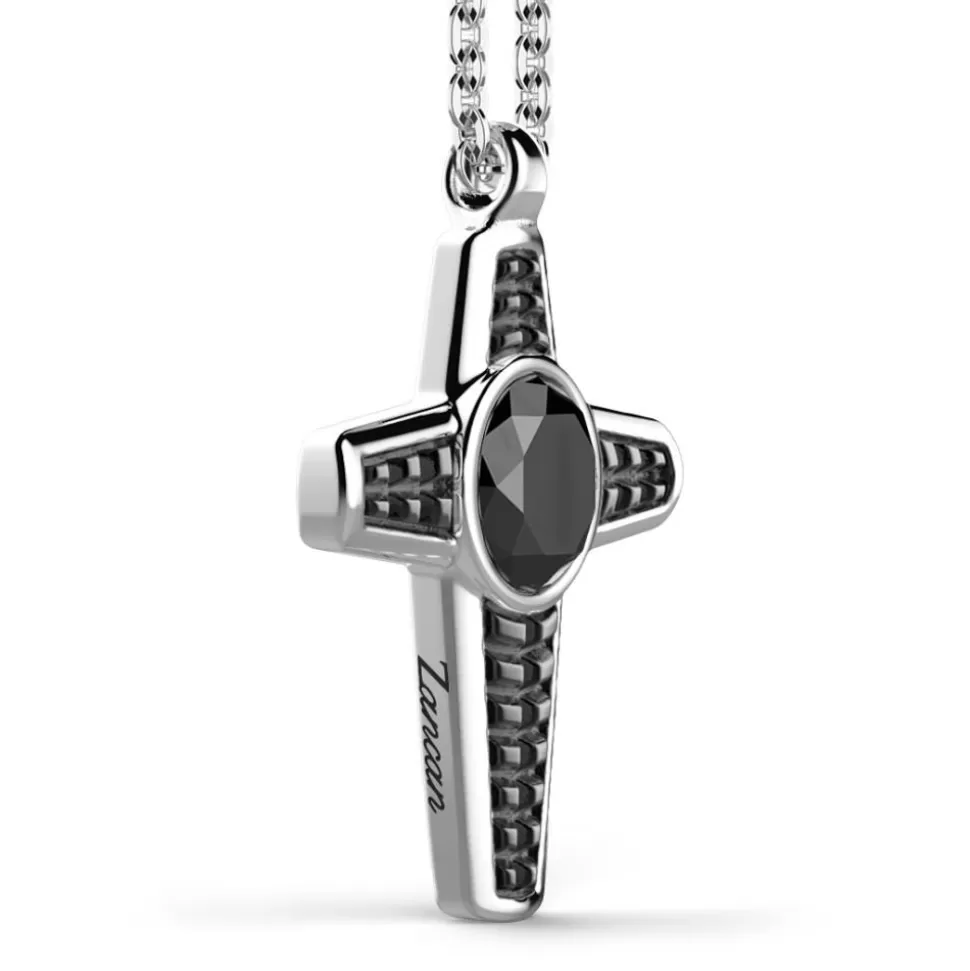 Zancan Silver Necklace With Cross Pendant And Black Stone.^Zancan Gioielli Flash Sale