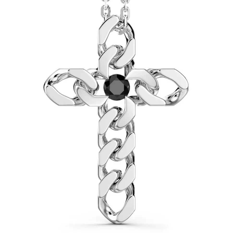 Zancan Silver Necklace With Cross Pendant And Black Stones.^Zancan Gioielli Flash Sale