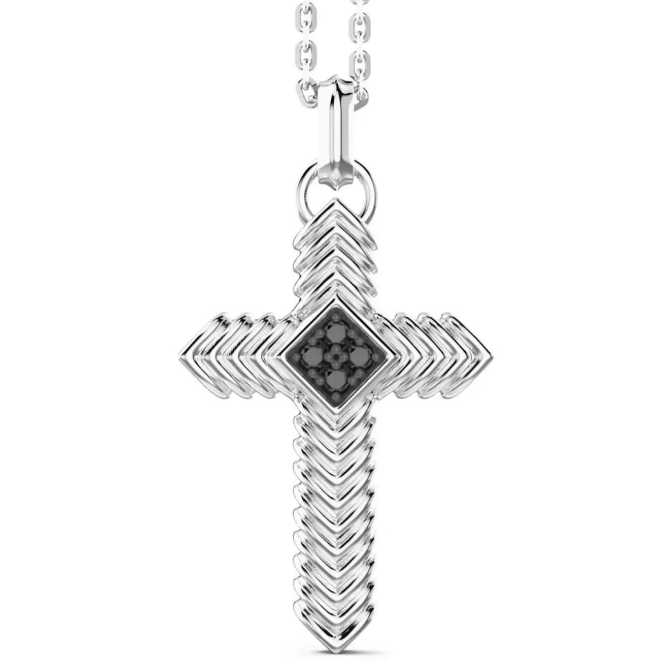 Zancan Silver Necklace With Cross Pendant And Black Stones.^Zancan Gioielli Flash Sale