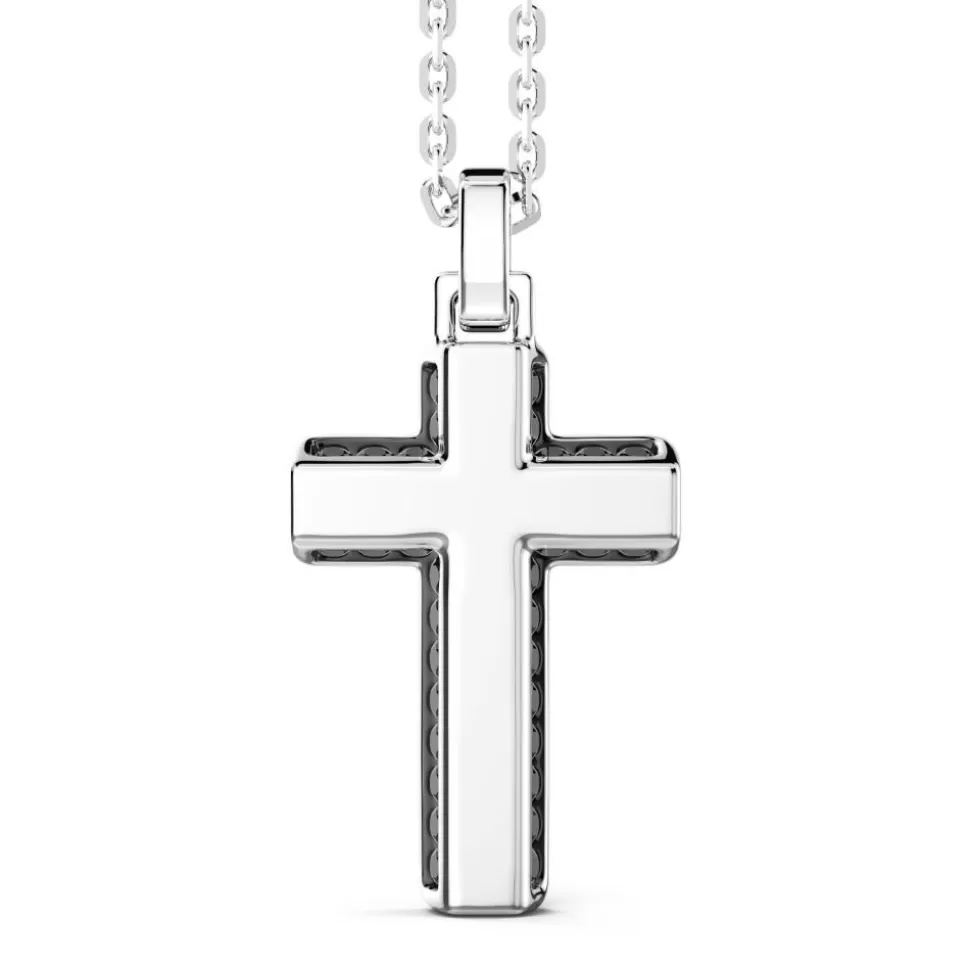 Zancan Silver Necklace With Cross Pendant And Black Stones.^Zancan Gioielli Flash Sale