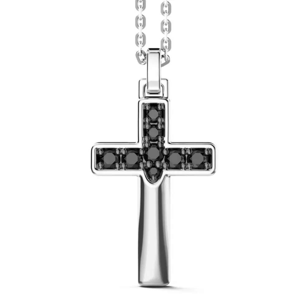 Zancan Silver Necklace With Cross Pendant And Black Stones.^Zancan Gioielli Cheap