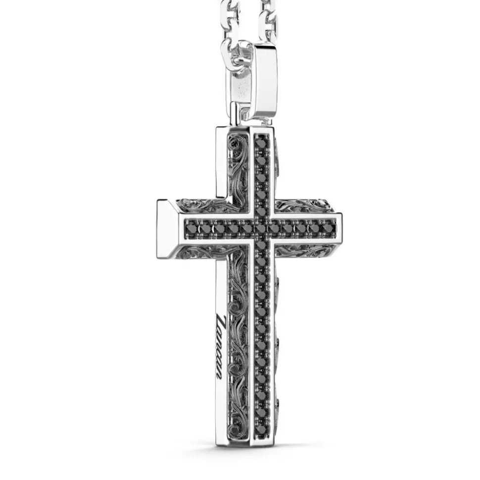 Zancan Silver Necklace With Cross Pendant And Black Stones.^Zancan Gioielli Cheap