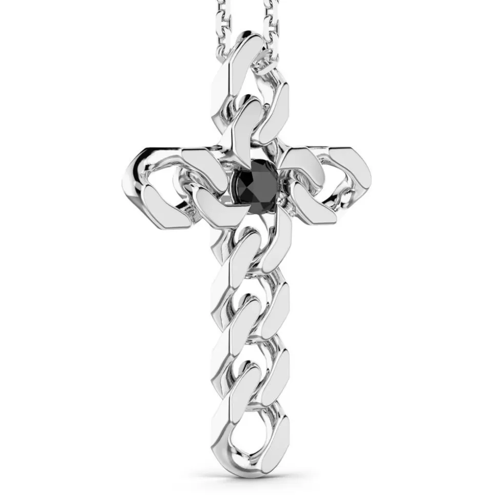 Zancan Silver Necklace With Cross Pendant And Black Stones.^Zancan Gioielli Flash Sale