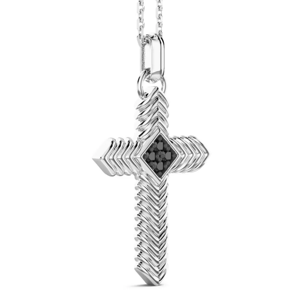 Zancan Silver Necklace With Cross Pendant And Black Stones.^Zancan Gioielli Flash Sale