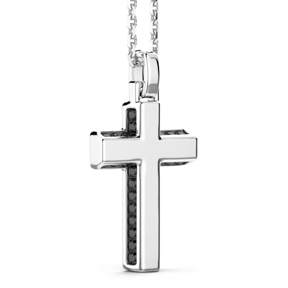 Zancan Silver Necklace With Cross Pendant And Black Stones.^Zancan Gioielli Flash Sale