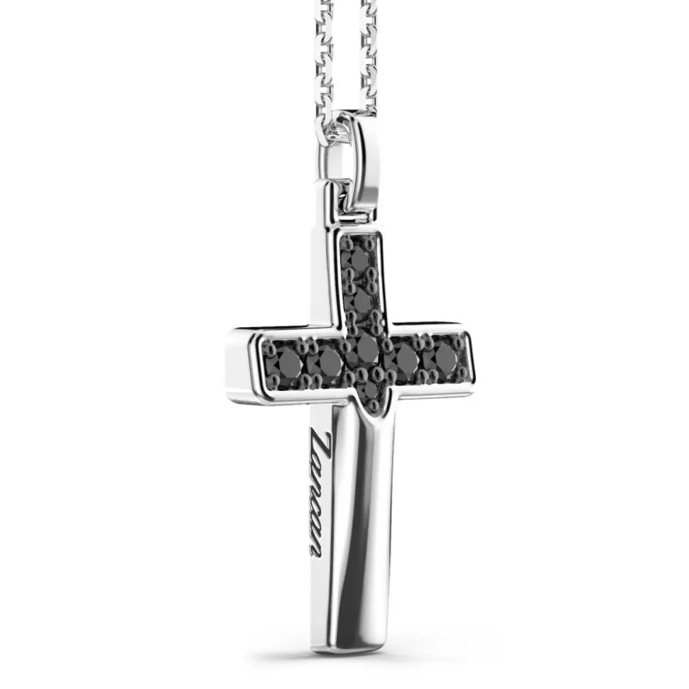 Zancan Silver Necklace With Cross Pendant And Black Stones.^Zancan Gioielli Cheap