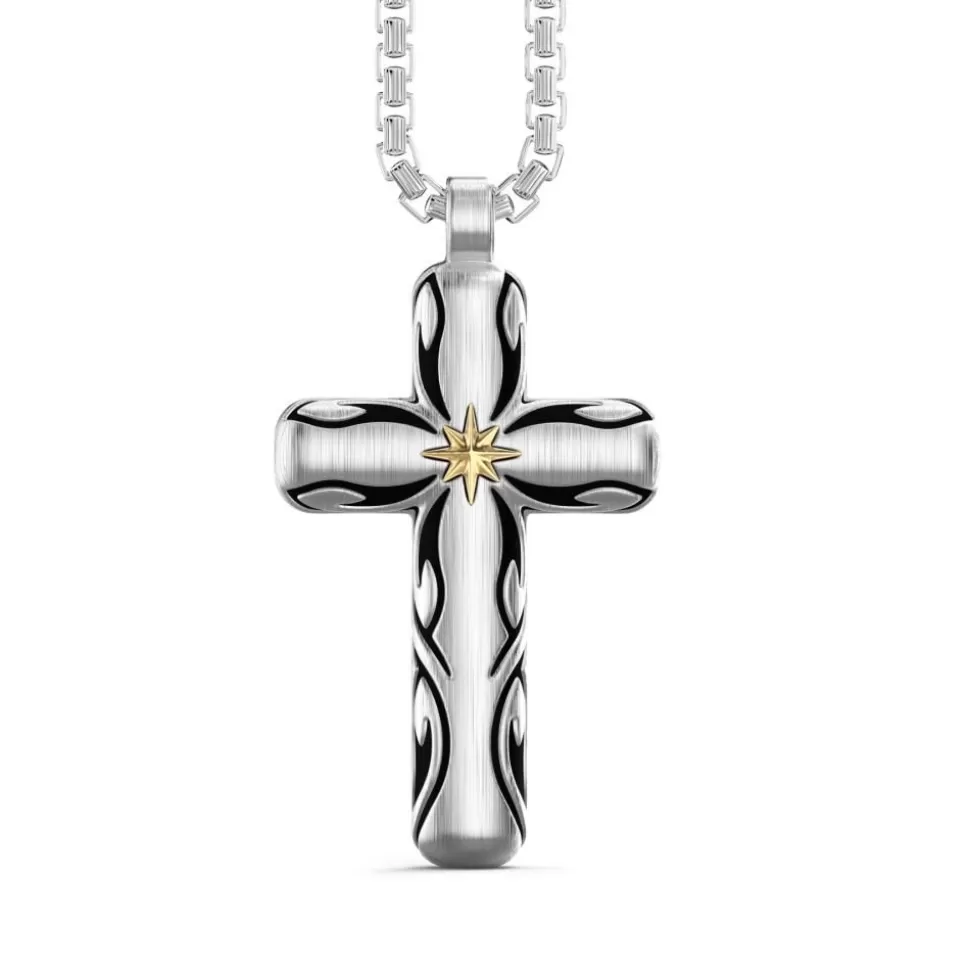 Zancan Silver Necklace With Cross Pendant And Tribal Motif.^Zancan Gioielli Hot