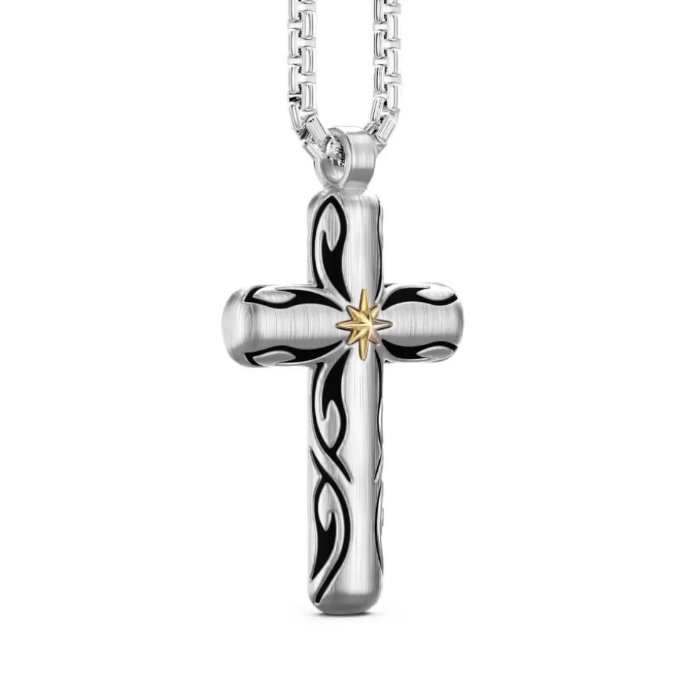 Zancan Silver Necklace With Cross Pendant And Tribal Motif.^Zancan Gioielli Hot