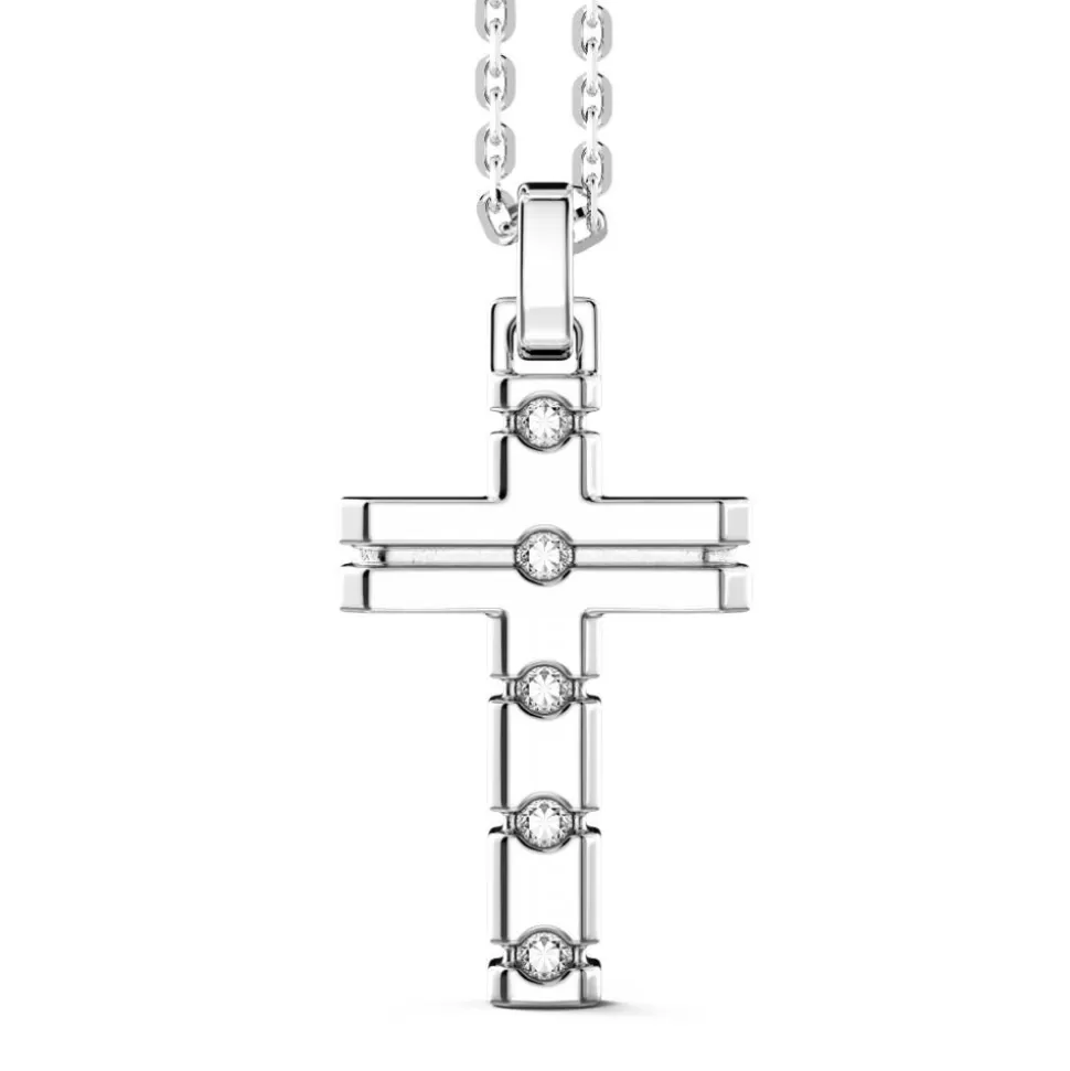 Zancan Silver Necklace With Cross Pendant And White Stones.^Zancan Gioielli Best Sale