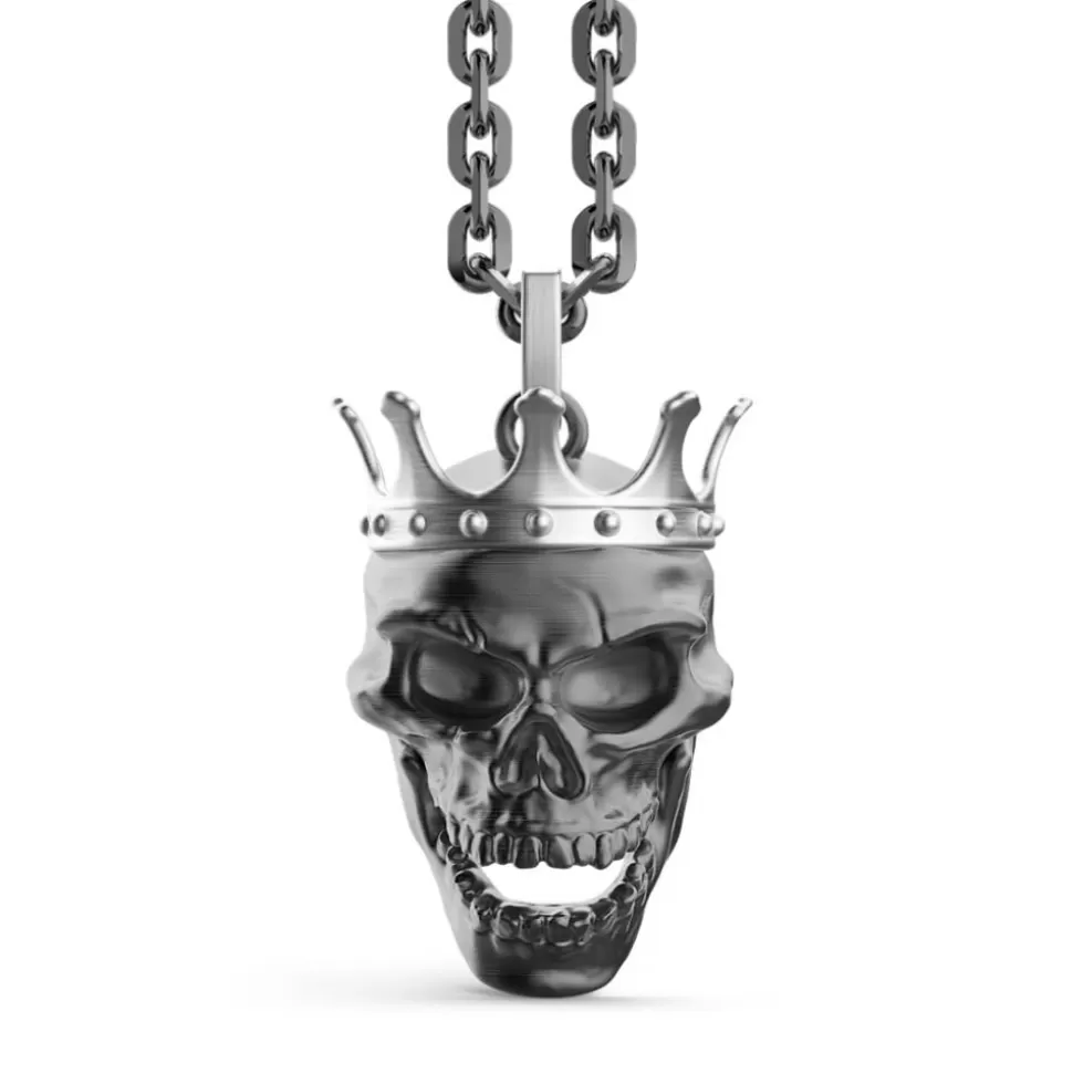 Zancan Silver Necklace With Crowned Skull Pendant.^Zancan Gioielli Fashion