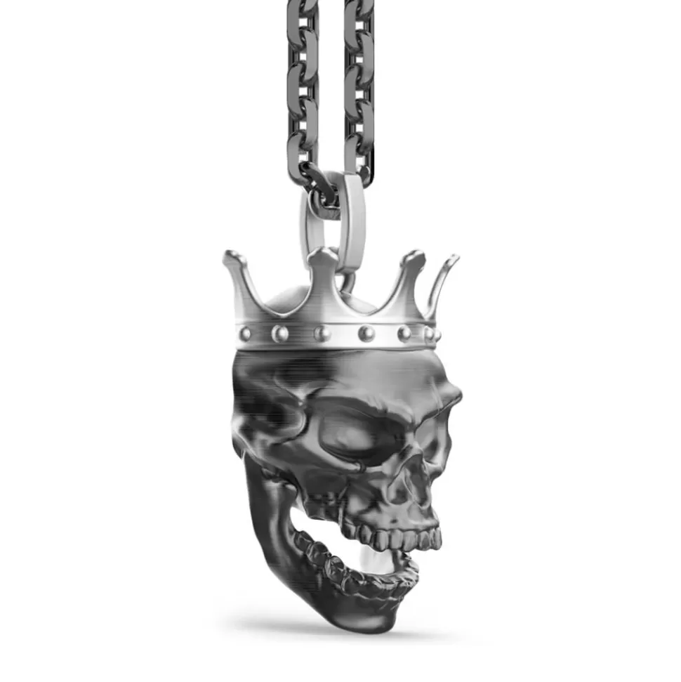 Zancan Silver Necklace With Crowned Skull Pendant.^Zancan Gioielli Fashion