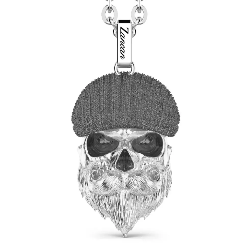 Zancan Silver Necklace With Flat Cap Skull Pendant.^Zancan Gioielli Discount