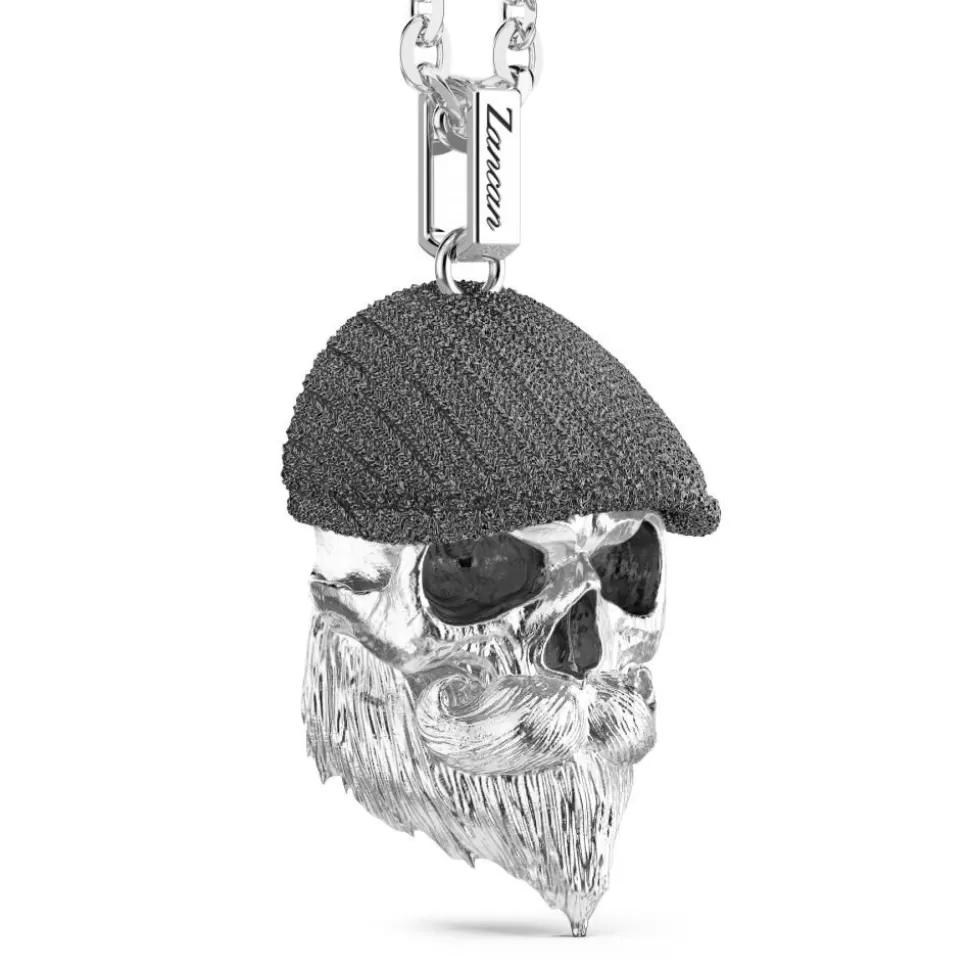 Zancan Silver Necklace With Flat Cap Skull Pendant.^Zancan Gioielli Discount