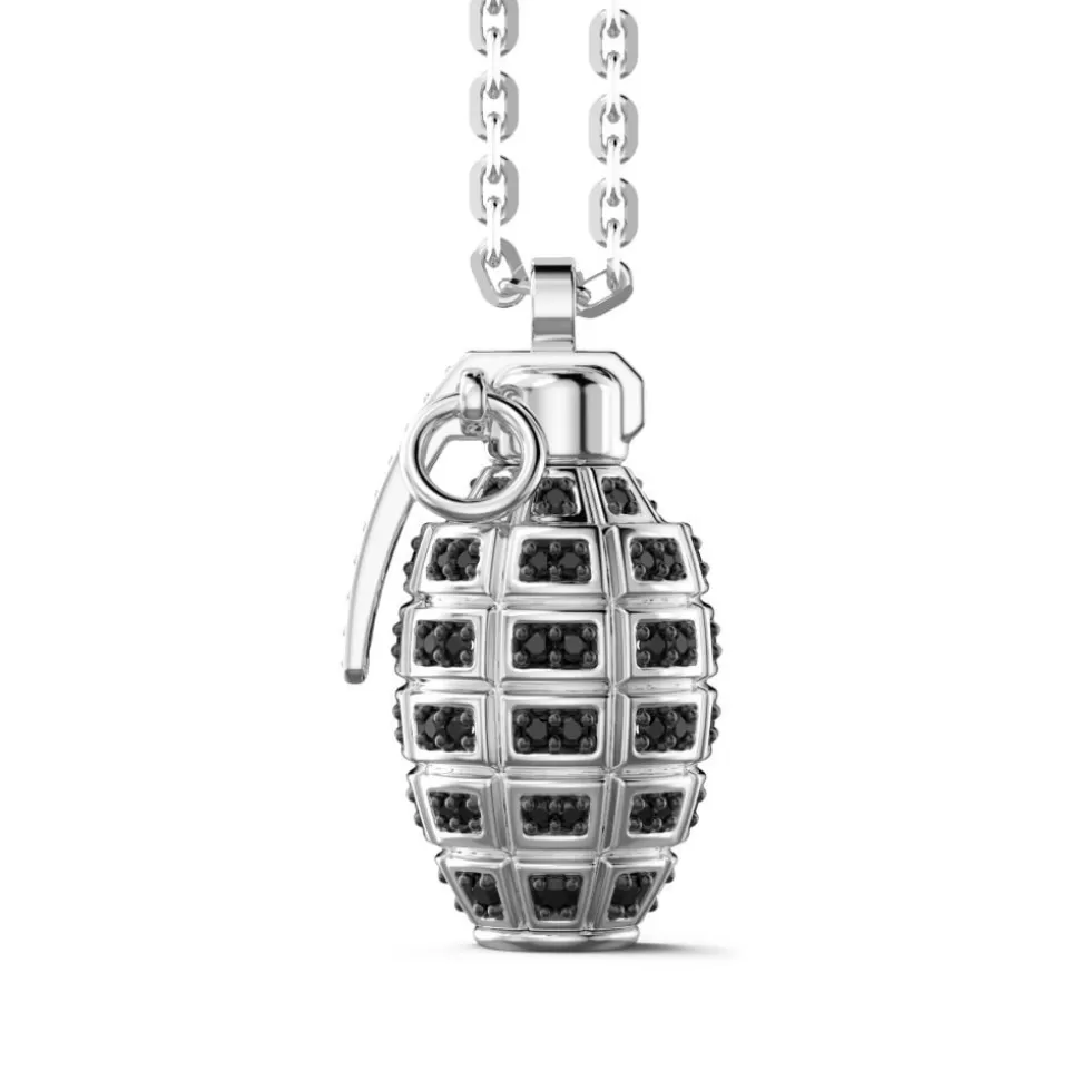 Zancan Silver Necklace With Grenade And Black Stones.^Zancan Gioielli Store