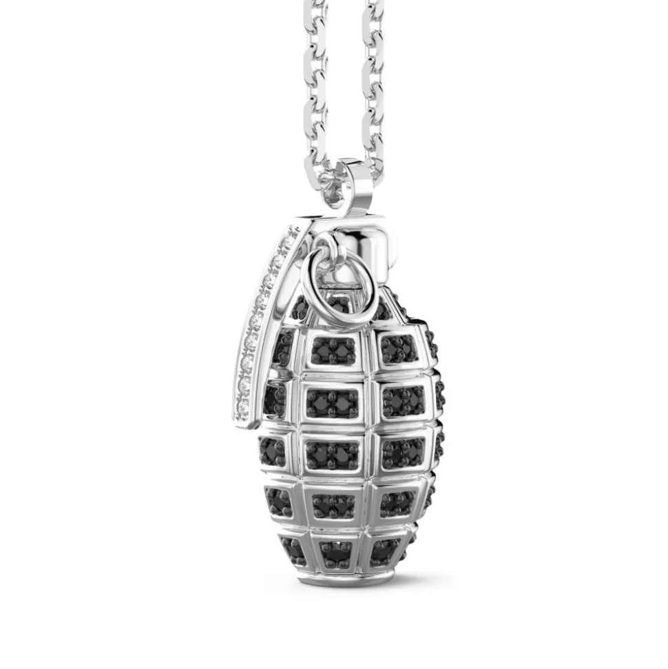 Zancan Silver Necklace With Grenade And Black Stones.^Zancan Gioielli Store