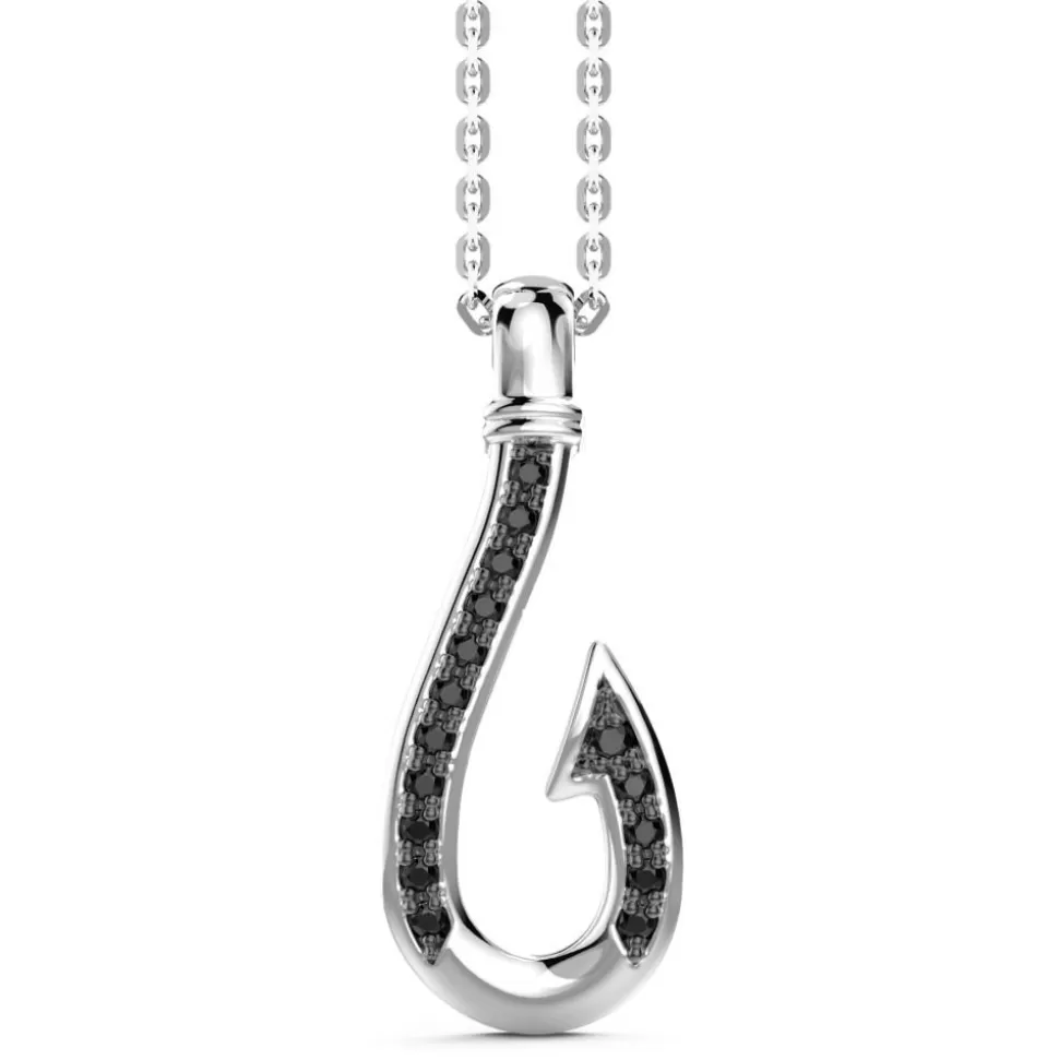 Zancan Silver Necklace With Hook Pendant And Black Stones.^Zancan Gioielli Best Sale