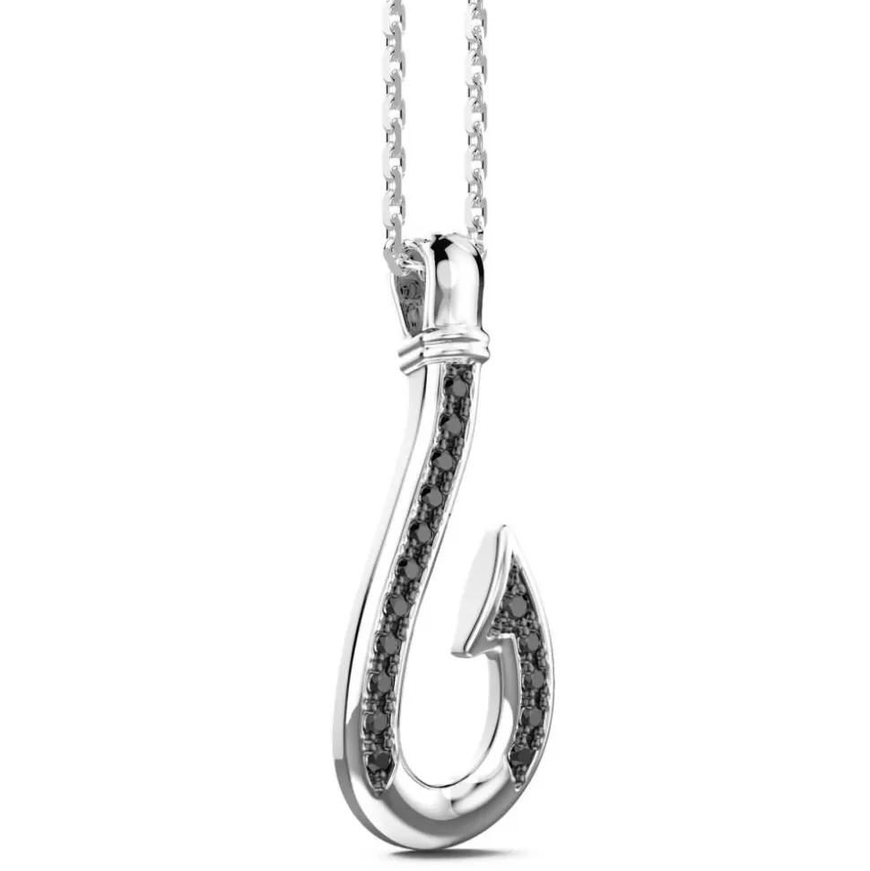 Zancan Silver Necklace With Hook Pendant And Black Stones.^Zancan Gioielli Best Sale