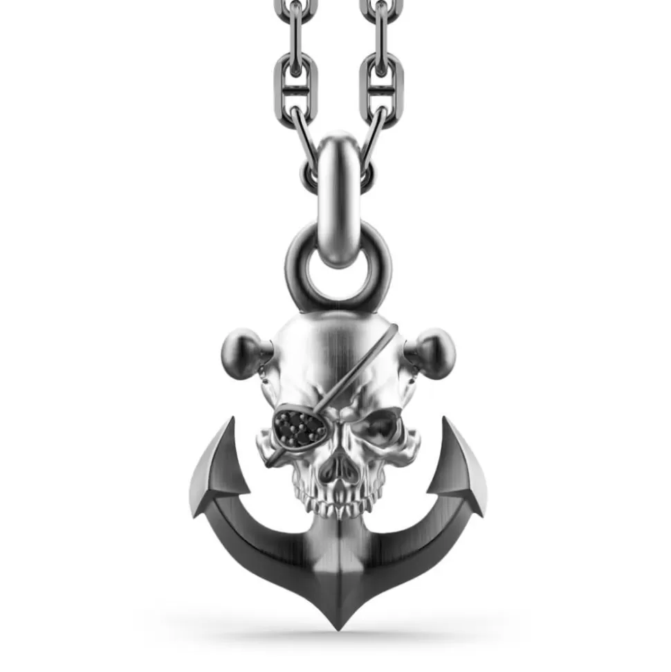 Zancan Silver Necklace With Pirate Skull Pendant.^Zancan Gioielli New